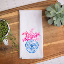 Load image into Gallery viewer, Blue Vase with Pink Flowers Kitchen Towel