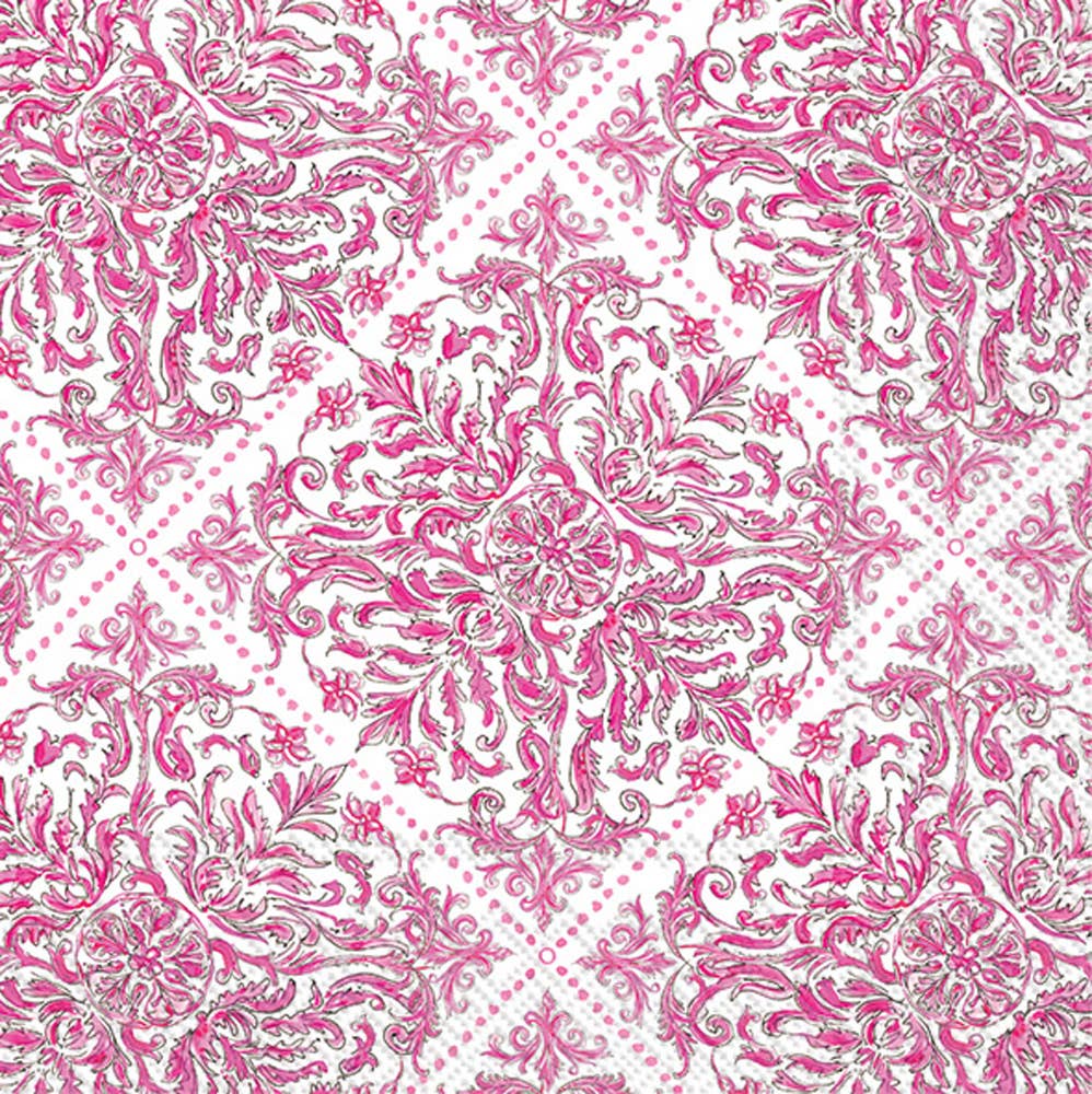 Paper Cocktail Napkin 20 Ct Pink Topiary Pattern