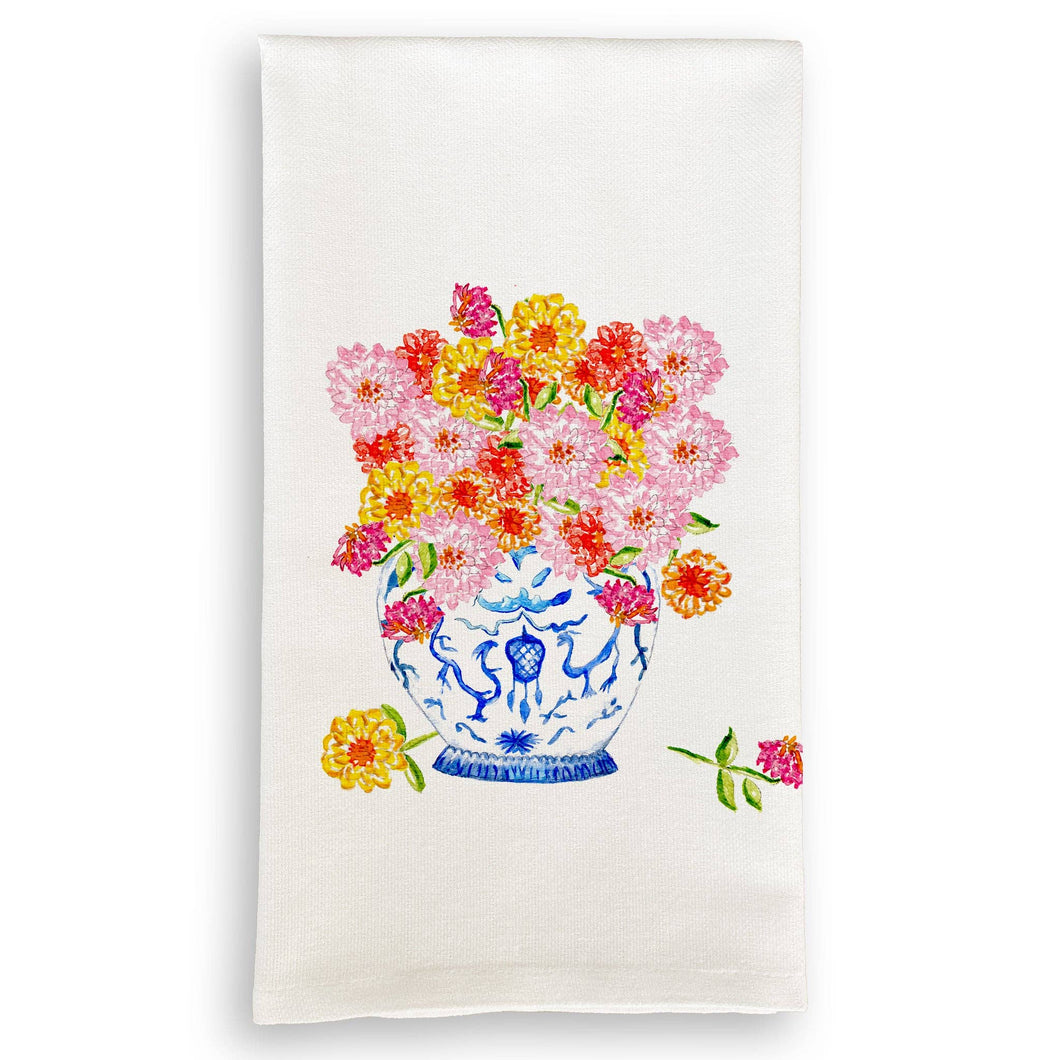 Ginger Jar with Zinnias Towel