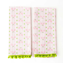 Load image into Gallery viewer, Pink Tennis Stripe Pom-Pom Kitchen Towel