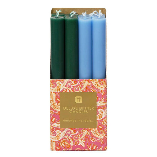 Green & Blue Dinner Candles - Spring Décor