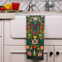Load image into Gallery viewer, Veggies Folk Floral Tea Towel