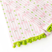 Load image into Gallery viewer, Pink Tennis Stripe Pom-Pom Kitchen Towel