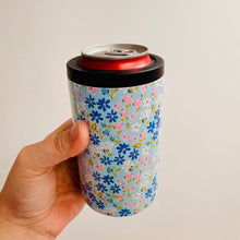Load image into Gallery viewer, 12 oz Can Cooler, Blue Ditsy Floral Pattern