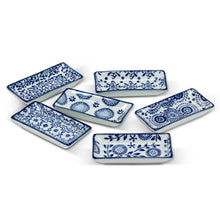 Load image into Gallery viewer, Blue/White Small Rectangle Dish-6Asst-3.5&quot;L-1472