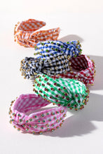Load image into Gallery viewer, EMBELLISHED GINGHAM KNOTTED HEADBAND