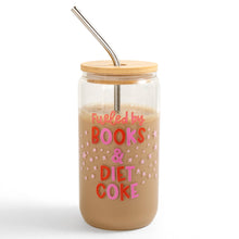 Load image into Gallery viewer, Fueled By Books And Diet Coke Glass Can