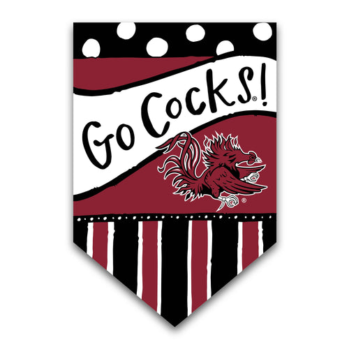 SC Dots and Stripes Go Cocks Garden Flag