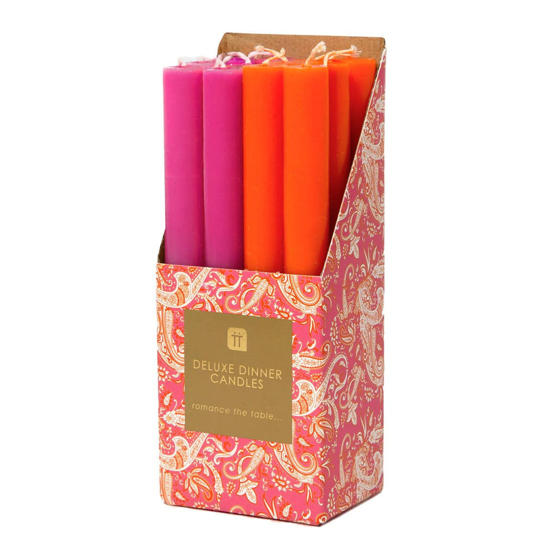 Orange and Pink Dinner Candles - Home Décor