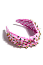 Load image into Gallery viewer, EMBELLISHED GINGHAM KNOTTED HEADBAND