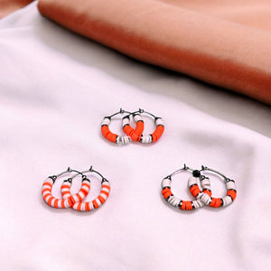 Orange and White Tennessee Heishi Bead Hoop Earrings