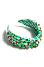 Load image into Gallery viewer, EMBELLISHED GINGHAM KNOTTED HEADBAND