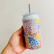 Load image into Gallery viewer, 16 oz Stainless Steel Cup, Bows and Ditsy Floral Pattern