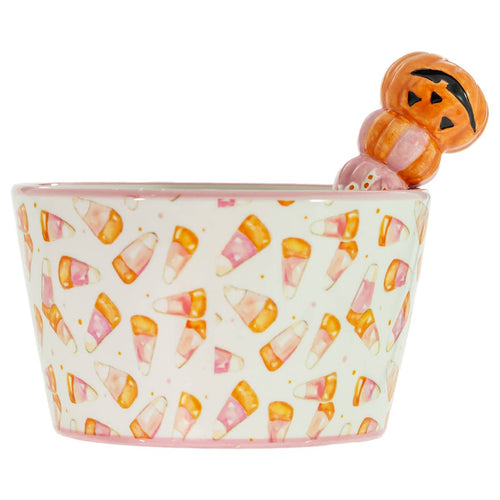 Round Pink Candy Corn Bowl & Spreader Rosanne Beck