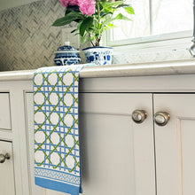 Load image into Gallery viewer, Blue + Green Basketweave Tea Towel