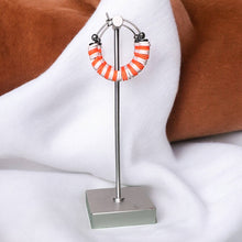 Load image into Gallery viewer, Orange and White Tennessee Heishi Bead Hoop Earrings