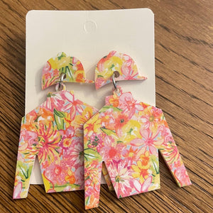 Floral Multi Horse Racing Jockey Silk Acrylic Earring
