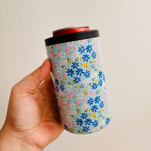 Load image into Gallery viewer, 12 oz Can Cooler, Blue Ditsy Floral Pattern