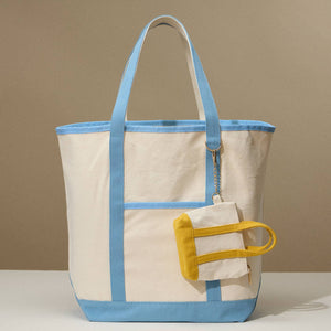Ecofriendly Basic Cotton Canvas Everywhere Carry Tote Bag with Charm Holder
