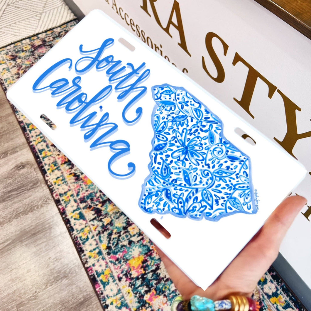 South Carolina Blue and White License Plate