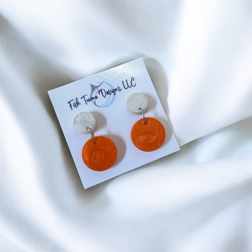 Orange and White Tennessee Game Day Earrings