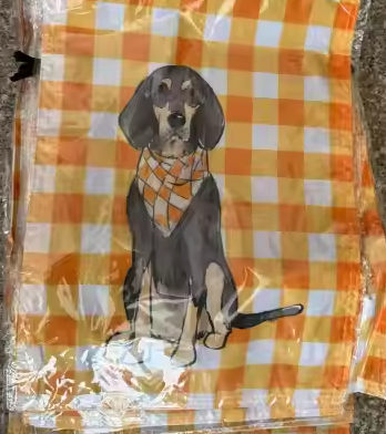 Orange Plaid Bluetick Coonhound TN Garden Flag