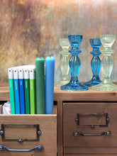 Load image into Gallery viewer, Green &amp; Blue Dinner Candles - Spring Décor