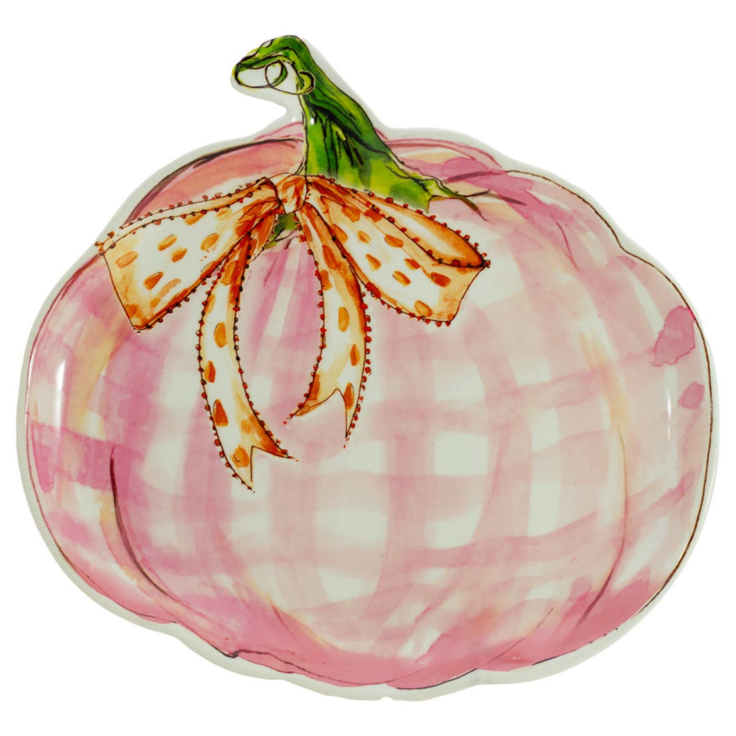 Pink Pumpkin Ceramic Plate Rosanne Beck Fall