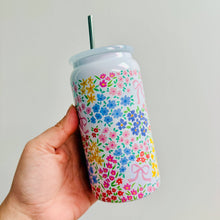 Load image into Gallery viewer, 16 oz Stainless Steel Cup, Bows and Ditsy Floral Pattern