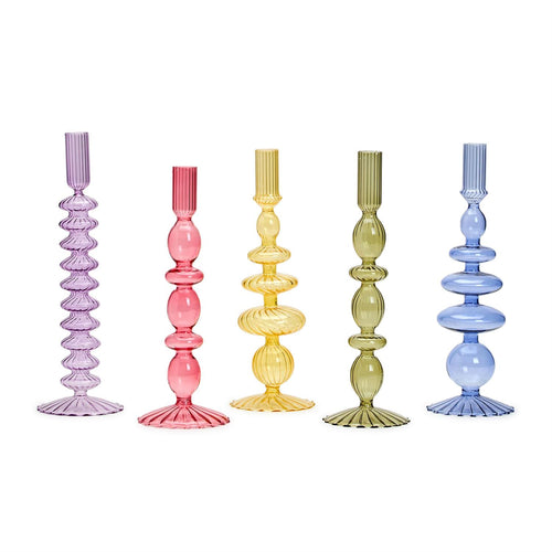 Hand-Blown Glass Candlesticks