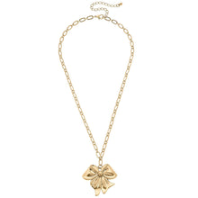 Load image into Gallery viewer, Sasha Bow Pendant Necklace in Worn Gold