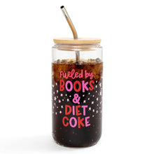 Load image into Gallery viewer, Fueled By Books And Diet Coke Glass Can