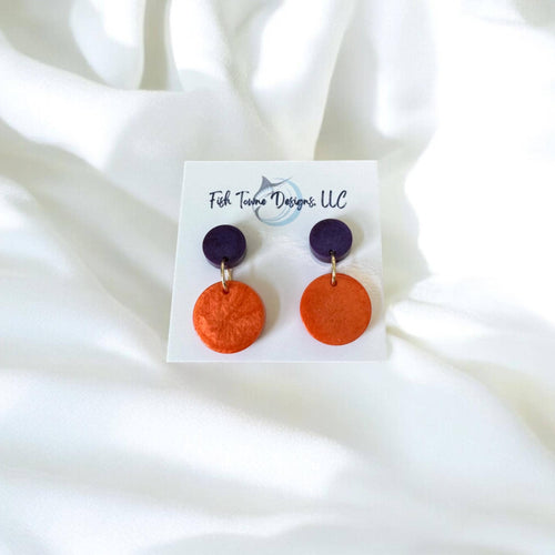 Orange and Purple Clemson Game Day Earrings