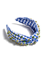 Load image into Gallery viewer, EMBELLISHED GINGHAM KNOTTED HEADBAND