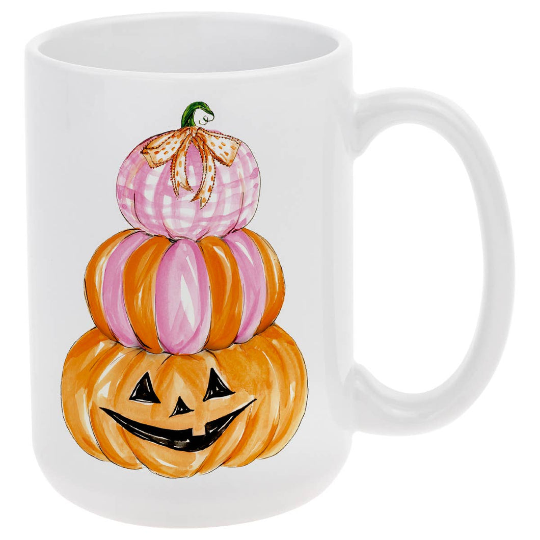 Pink Candy Corn Ceramic Mug Rosanne Beck Fall