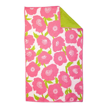 Load image into Gallery viewer, PINK POPPIES blu Kitchen Tea Towel
