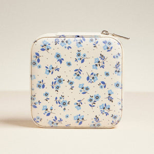 Blue Flower Pattern Jewelry Box -Travel Size