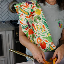 Load image into Gallery viewer, Vegetable Farmers Market Tea Towel
