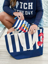 Load image into Gallery viewer, LOBSTER STRIPED TOTE,NAVY