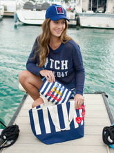 Load image into Gallery viewer, LOBSTER STRIPED TOTE,NAVY