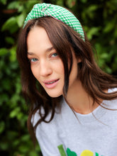 Load image into Gallery viewer, HOUNDSTOOTH KNOTTED HEADBAND, GREEN