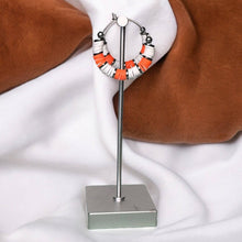 Load image into Gallery viewer, Orange and White Tennessee Heishi Bead Hoop Earrings