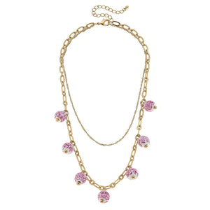 Paloma Chinoiserie Drip Necklace in Pink & White