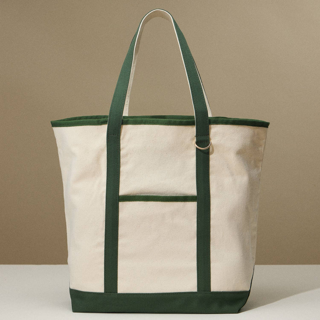 Ecofriendly Basic Cotton Canvas Everywhere Carry Tote Bag with Charm Holder