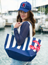 Load image into Gallery viewer, LOBSTER STRIPED TOTE,NAVY