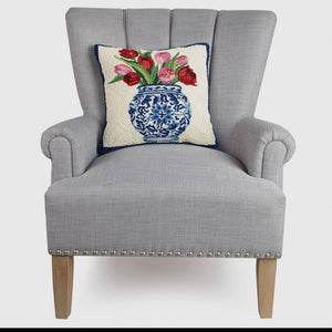 Chinoiserie and Tulips Hook Pillow