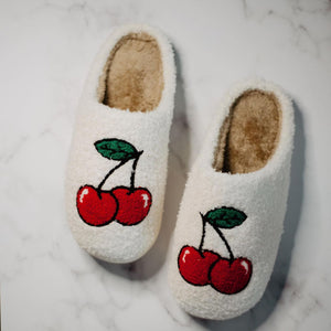 Cherry Fuzzy Slippers