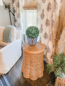 Scalloped Wicker End Table