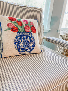 Chinoiserie and Tulips Hook Pillow