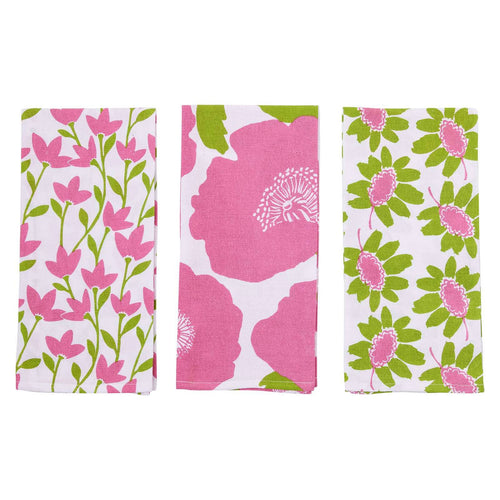 POPPIES PINK Cotton Kitchen Towels